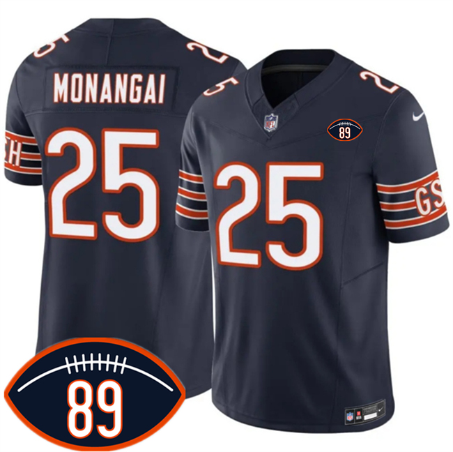 Men's Navy Chicago Bears #25 Kyle Monangai 2026 With Mike Ditka 89 Patch F.U.S.E. Vapor Untouchable Limited Stitched Football Jersey
